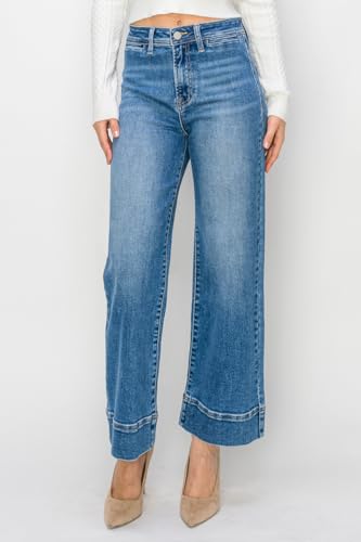 SALT TREE Risen Jeans - High Rise Wide Leg Crop Jeans - RDP56203