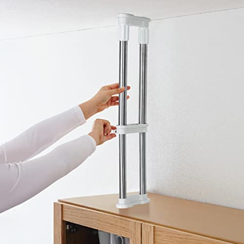 Hershii 2 Pack Expandable Closet Shelf Tension Rod Adjustable Metal Storage Rack Cabinet Organizer Diy Divider Separator For Wardrobe Cupboard Kitchen Bathroom, Ivory, 15.75-23.62 In #TOP7
