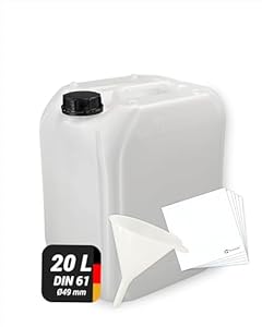 20 Liter Leerkanister DIN 61 inkl. Trichter und 5 Trevendo® Etiketten