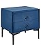 Produktbild Beliani Nachttisch Samt Marine blau 2 Schubladen Schwarze Metallbeine modern Sezanne