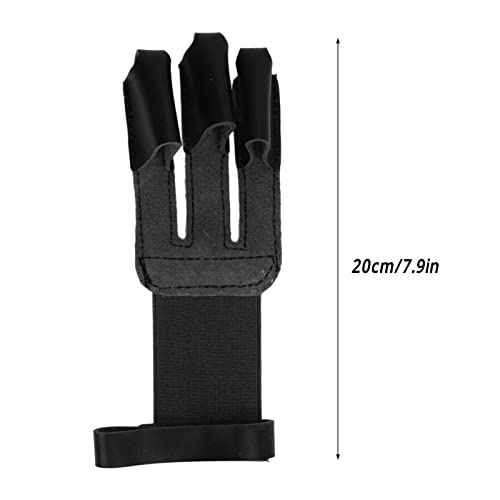 Spyminnpoo Archery Glove, Cowhide Protective 3 Finger Guard Finger Tab Glove For Adults Hunting Shooting Targeting (Black) #TOP2