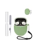 Custodia protettiva in silicone per auricolari Google Pixel Buds Pro 2, resistente ed ecologica, con fori precisi e compatibilità di ricarica, colore: verde matcha