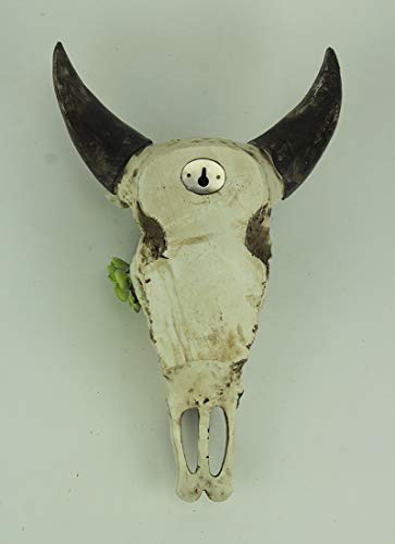 Estatua de calavera de toro envejecida con suculentas colgantes miniatura 3