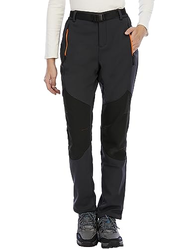BenBoy Pantaloni Trekking Donna Invernali Impermeabile Sci Softshell Pantaloni Termici Neve Caldo Montagna Escursionismo Pantaloni Outdoor KZ3927W-Grey1-XL
