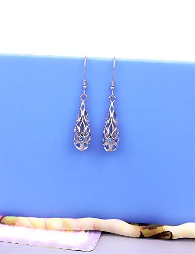 Waterdrop 925 Sterling Silver Filigree Dangle Earrings for Women
