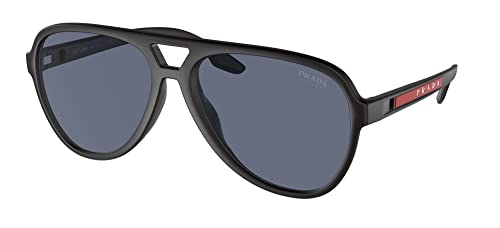 Prada Lunettes de soleil homme, Caoutchouc noir/bleu, One Size (Herstellergröße: 65)