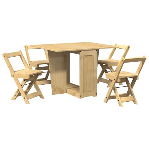 vidaXL Ensemble à Manger Papillon 5 pcs Corona Pliable Cire Marron pin, Ensemble de Table à Manger, Table et chaises à Manger, Table et chaises Pliantes