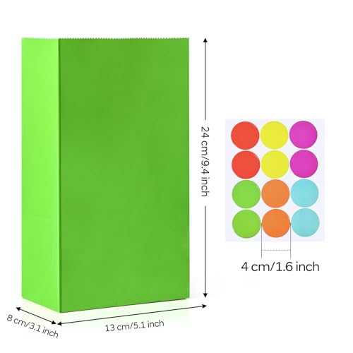 HAMOHTE Papiertüten Bunt, 20 Stück Geschenktüten Kindergeburtstag mit 24 Aufkleber, Klein Geburtstagstüten Kinder, Kraft Papier Mitgebsel Tüten Gift Bag für Party, Geschenk, Geburtstag, Feiern
