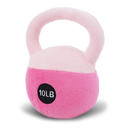 Lullaberry Brinquedo sensorial My First Kettlebell de 12 cm para bebés, chocalho macio para bebés em rosa, seguro e fácil de segurar, perfeito para pais ativos