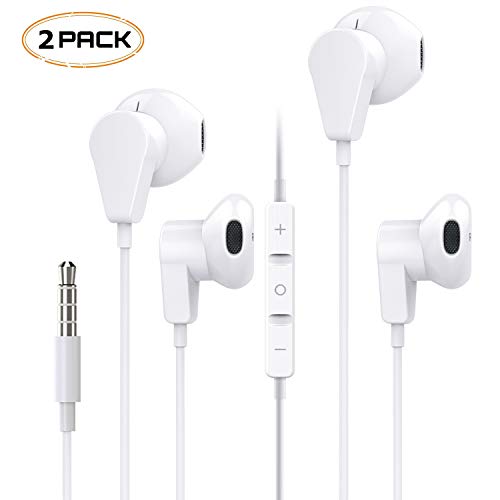 2 Pack Headphones, Earbuds Earphones with Microphone and Volume Control, Compatible with 6s