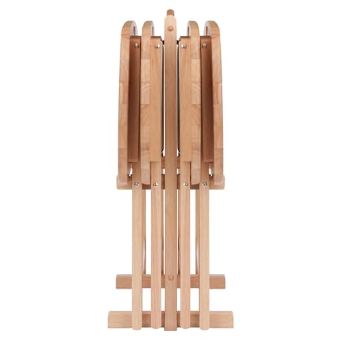 Image of Winsome Lucca Set of 4 Foldable Snack Tables with Storage Rack, Natural