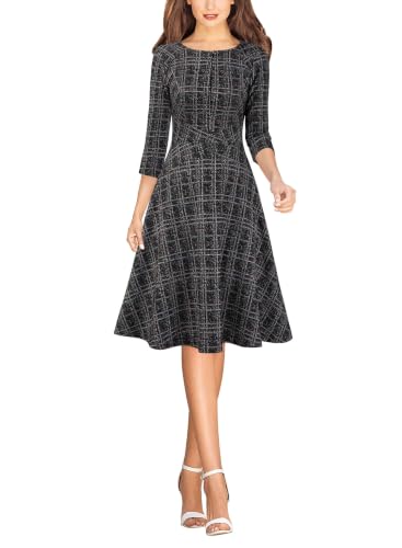 Image of VFSHOW Womens Work Business Office Front Zipper Slim Church A-Line Dress