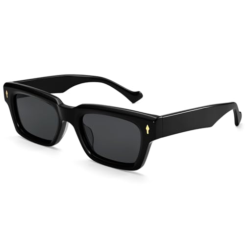 Dollger Thick Square Polarized Sunglasses for Men Women Fashion Classic Designer Sunglasses Black Shades UV Protection