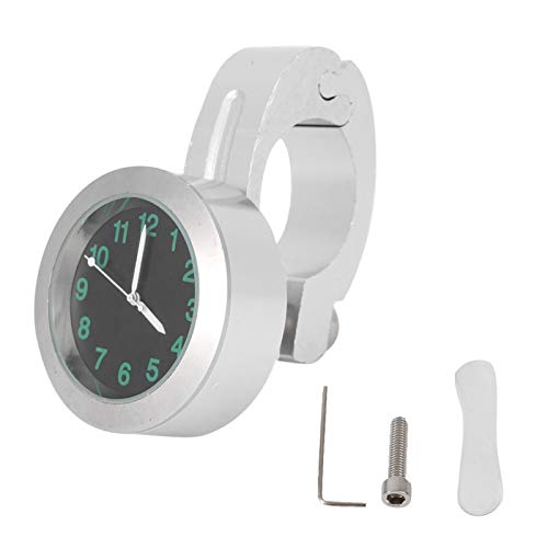 Motorraduhr, 7/8-1in Metall Universal Motorrad Lenkerhalterung Metall Handgriff Bar Uhr Zubehör(Silber)