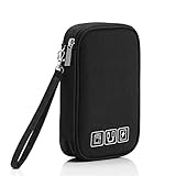 収納ポーチ 三層式 大容量 PC周辺小物 ガジェットポーチ 旅行 出張 便利グッズ ケーブル モバイルバッテリー 収納ポーチ モバイルバッテリー タブレット USBメモリ ケーブル イヤホン 充電器 ALLVD (ブラック)