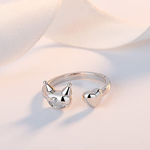 Hyxitvcg Kuromi Ring, Kuromi And My Melody Ring, Cute Anime Ring, Adjustable Silver Ring For Women, Kawaii Rings Kawaii Jewelry For Women Girls #TOP4