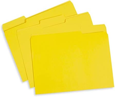 File Folder, 1/3 Cut Tab, Letter Size, Yellow, Great for Organizing and Easy File Storage, 100 Per Box