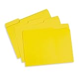 File Folder, 1/3 Cut Tab, Letter Size, Yellow, Great for Organizing and Easy File Storage, 100 Per B