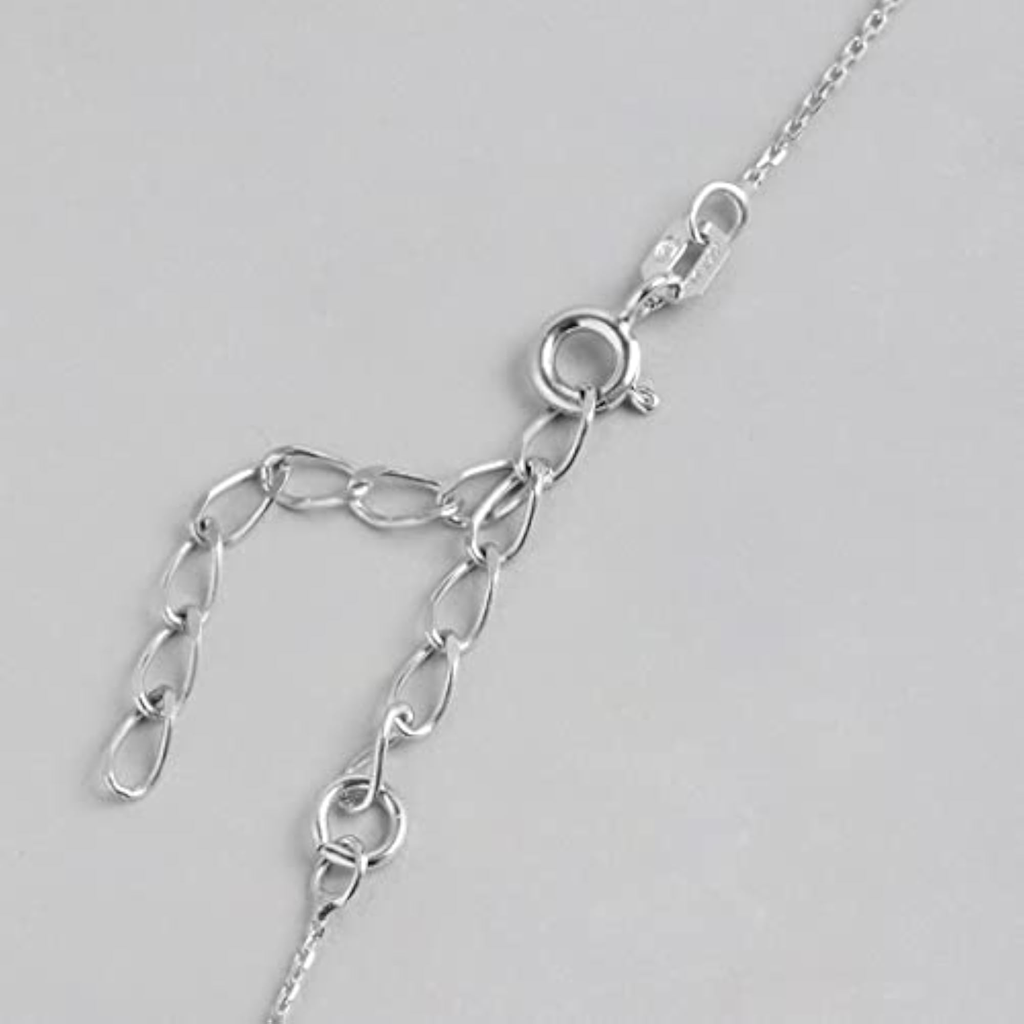 925 Silver Rhodium Plated Chain Necklace, Hallmark, Adjustable