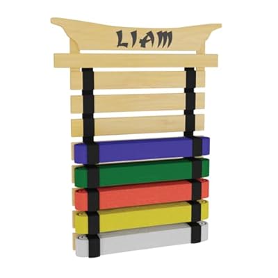 Milliard Premium Belt Display – Holds 8 Martial Arts Belts – Personalize with Stickers