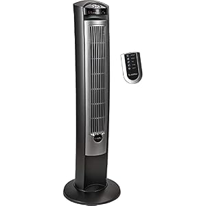 Lasko Oscillating Tower Fan with Remote – 42″ – T42951 – Silver