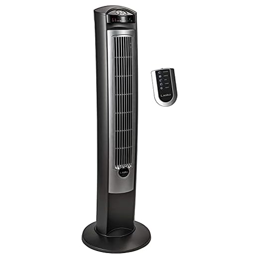 Lasko Oscillating Tower Fan, Remote Control, Timer, 3 Quiet Speeds, for Bedroom, Living Room and Office, 42", Silver, T42951