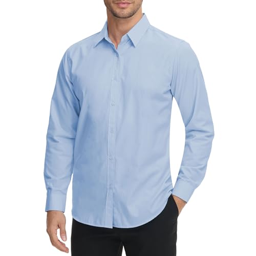 Menβs Slim Fit Dress Shirts Athletic Fitted Long Sleeve Stretch Casual Button Down Shirt