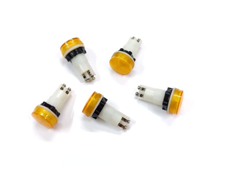 ERH India 5 Pcs Yellow Color Neon Light Bulb Panel Indicator Lamp 220v-240v AC for Industrial Control Systems, Electrical Panels, Automotive Applications etc.