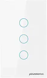 Interruptor Inteligente ZigBee 3 Botões Touch NovaDigital Branco Compatível Alexa Tuya Smart Life