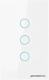 Interruptor Inteligente ZigBee 3 Botões Touch NovaDigital Branco Compatível Alexa Tuya Smart Life