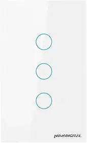Interruptor Inteligente ZigBee 3 Botões Touch NovaDigital Branco Compatível Alexa Tuya Smart Life