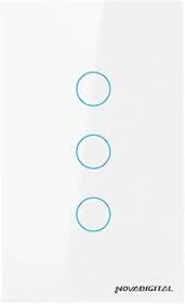 Interruptor Inteligente ZigBee 3 Botões Touch NovaDigital Branco Compatível Alexa Tuya Smart Life