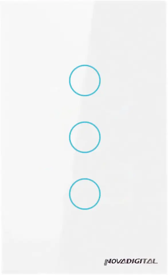Interruptor Inteligente ZigBee 3 Botões Touch NovaDigital Branco Compatível Alexa Tuya Smart Life