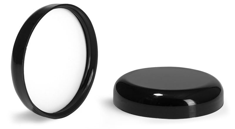 53/400 Plastic Caps, Black Polypropylene Smooth PE Lined Dome Caps