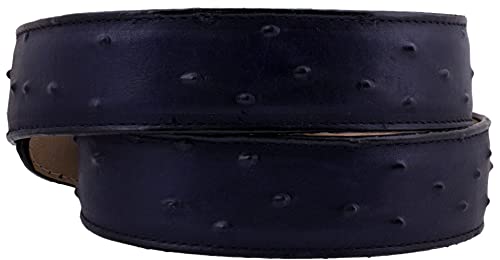 El Presidente Mens Denim Blue Ostrich Quill Print Leather Western Cowboy Belt Silver Buckle2