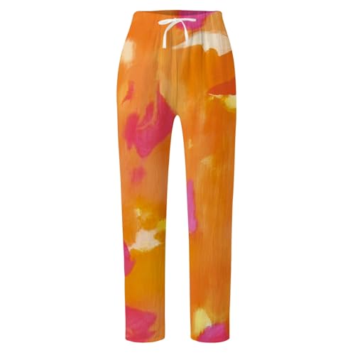 Culottes Hose Damen Sommerhosen Capri Outdoor Größe Und Walkinghose Leoparden Wildlederhose Fahrrad Spandex Hundeführerhose Schmale Fischerhose Look Kostüm City Orangener 122 Yoga-Hose