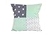 Produktbild ULLENBOOM ® Kissenbezug 40x40 Kinder Mint Grau (Made in EU) - Kopfkissenbezug aus Baumwolle mit Hotelverschluss, Bezug auch für Dekokissen geeignet, Motiv: Sterne, Patchwork Design