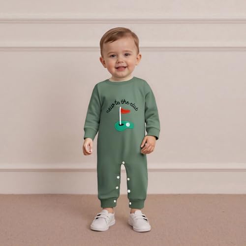 Newborn Baby Boy Fall Outfit Romper Golf Court Embroidery Long Sleeve Onesie Jumpsuit Bodysuit Cute Infant Clothes2
