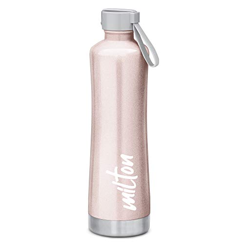 Image of Milton Aura 1000 Thermosteel Bottle, 1.05 Litre, Grey & Milton New Tiara 900 Stainless Steel Water Bottle, 750 ml, Rose Gold