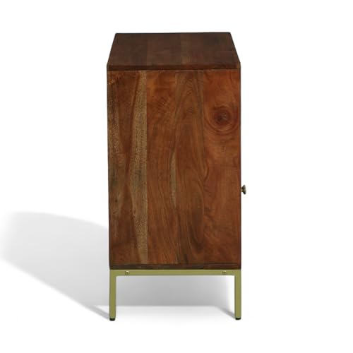 Image of Kalki Solid Wood 4-Drawer Storage Chest | Elegant Drawer Cabinet | Multi-Purpose Storage Cabinet | Finish - Tubaq & Off-White