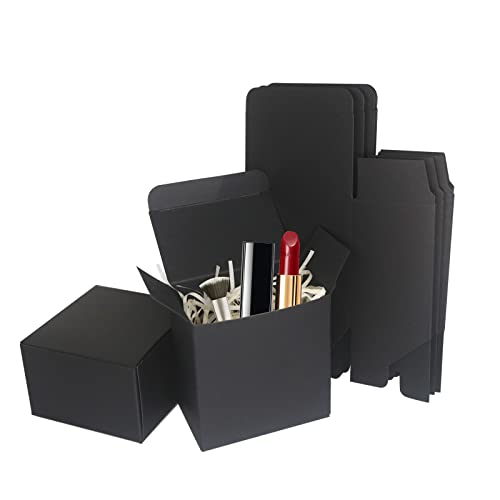 STRBOXONG Boîtes cadeaux en kraft noir, 80x80x50mm Petites boîtes cadeaux vides avec couvercles pour cadeaux, boîtes à dragées pour fêtes, mariages ou anniversaires (10 pièces) Cover