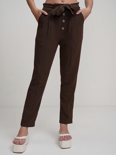 Image of Tokyo Talkies Women's Tapered Fit Peg Trousers| High-Rise|Women Trousers Pants