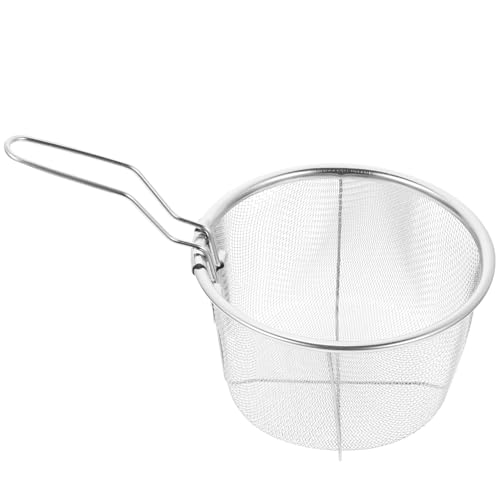 DECOMELODY ステンレス製深型フライバスケット 油切りメッシュ網揚げ物用フライヤーバスケット 家 レストラン対応 調理用揚げ物かご