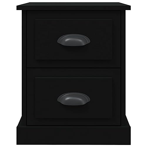 Table de chevet noire avec 2 tiroirs design table d'appoint - 8