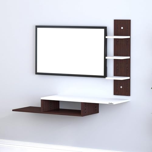 Image of Anikaa Engineered Wood LED Light TV Unit Wall Mounted TV Unit Cabinet with Shelves Display Unit for Living Room, Set Top Box Stand - Wenge /White (D.I.Y - Do-It-Yourself) Ideal for Up to 43 inch Inches