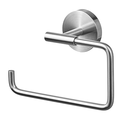 AMARE Luxus WC Rollenhalter | Silber | Klopapierhalter Bohren oder kleben | Toilettenpapierhalter mit Absenkdämpfung | Klorollenhalter Edelstahl | WC Papier einfach auffüllen