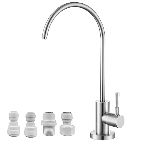 TEKXDD Grifo de Osmosis Inversa, Cocina Grifo de Agua Potable, Acero Inoxidable, Giratorio 360 grados, Grifo de Osmosis Inversa con Adaptador de 4, Grifos, Plata