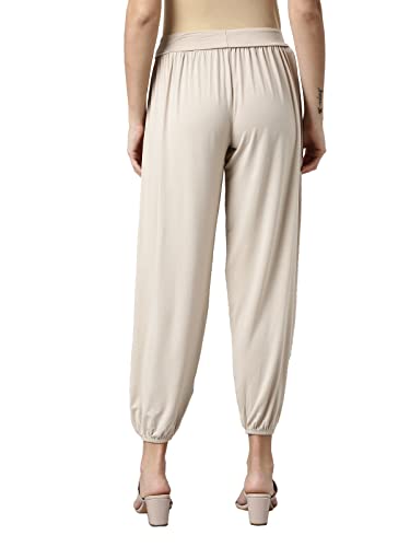 Image of GO COLORS Women Mid Rise Viscose Harem Pants | Wrinkle Free, Relaxed Fit, Free Size