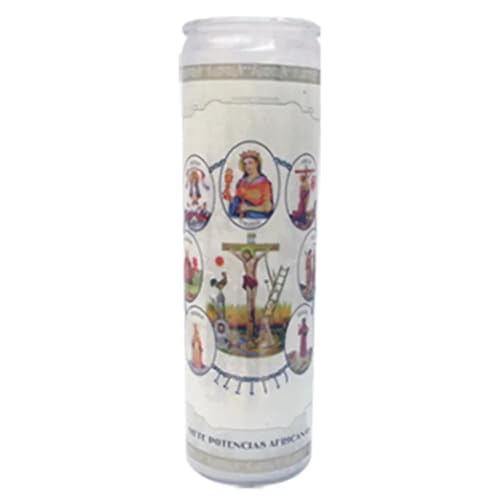 7 Potencias Africanas White Spiritual Candle – Tall Unscented Devotional Candle for Protection, Wisdom, and Healing Rituals (Pack of 12)