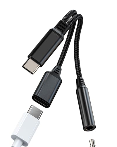 Adaptador USB C a Jack 3.5 mm Auriculares Tipo C Cable (2en1) Para Apple iPhone15 Pro Max Para iPad Air Mini Compatible con Samsung DAC Coche Audio Auxiliar Accesorios Cargador Cascos Microfono Dongle